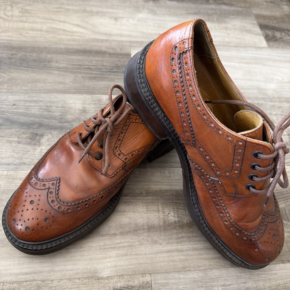 VTG Y2K Kenneth Cole Men's Lug Sole Wingtip Oxford Shoes Grunge 11 Brown ITALY